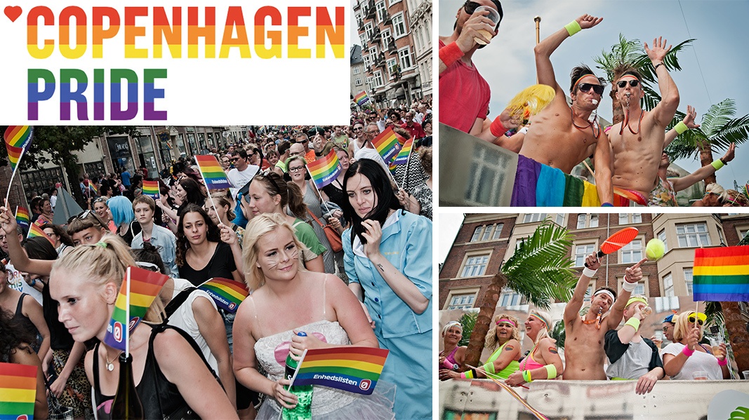 Copenhagen Pride kollage, logo og festende folk