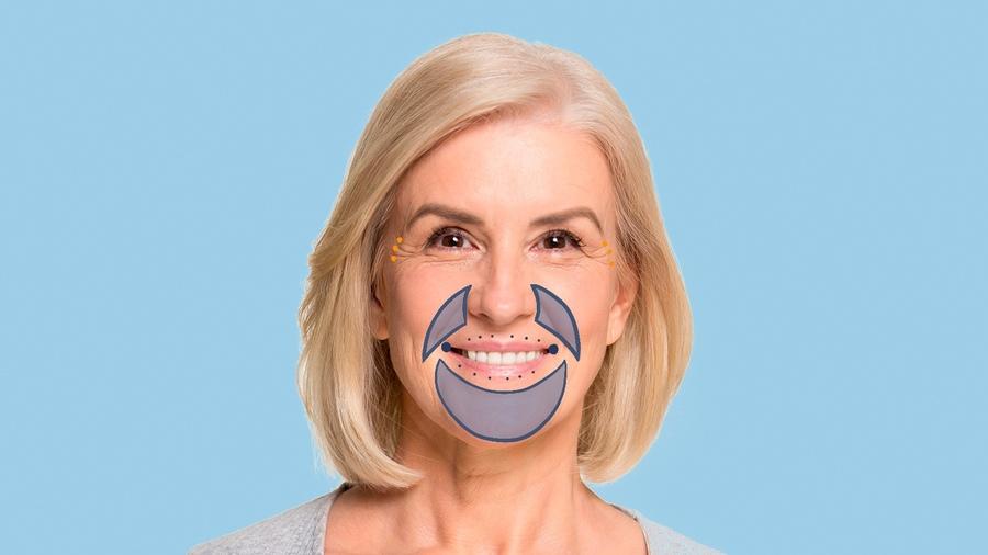 Kvindeansigt med markering omkring munden